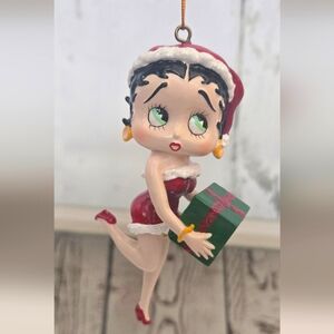 Vintage rare Betty boop christmas ornament present Santa hat